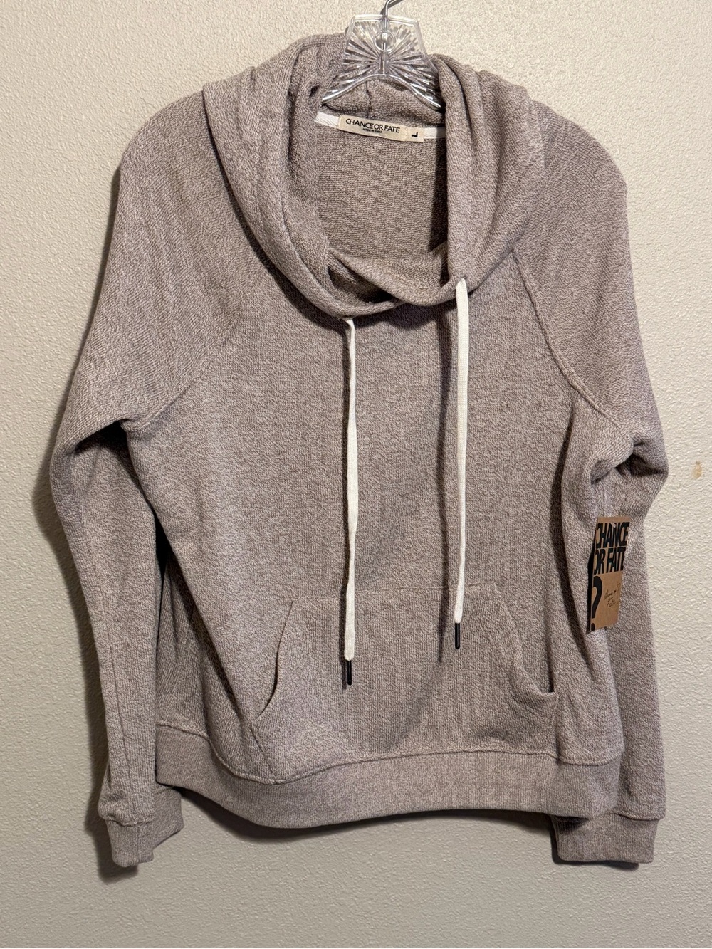 Chance or Fate Women's Taupe Cowl Neck Hoodie